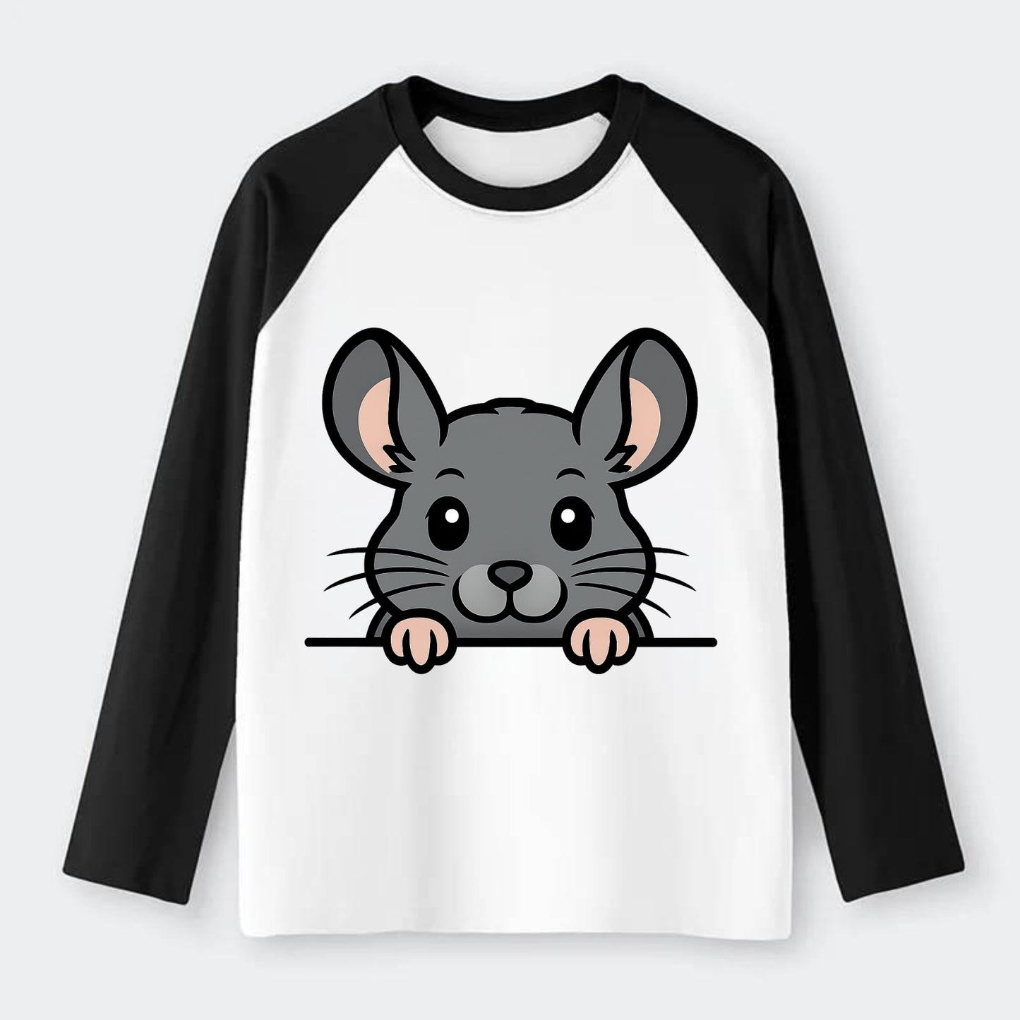 Chinchilla  - Raglan Long Sleeve T-Shirt - Black