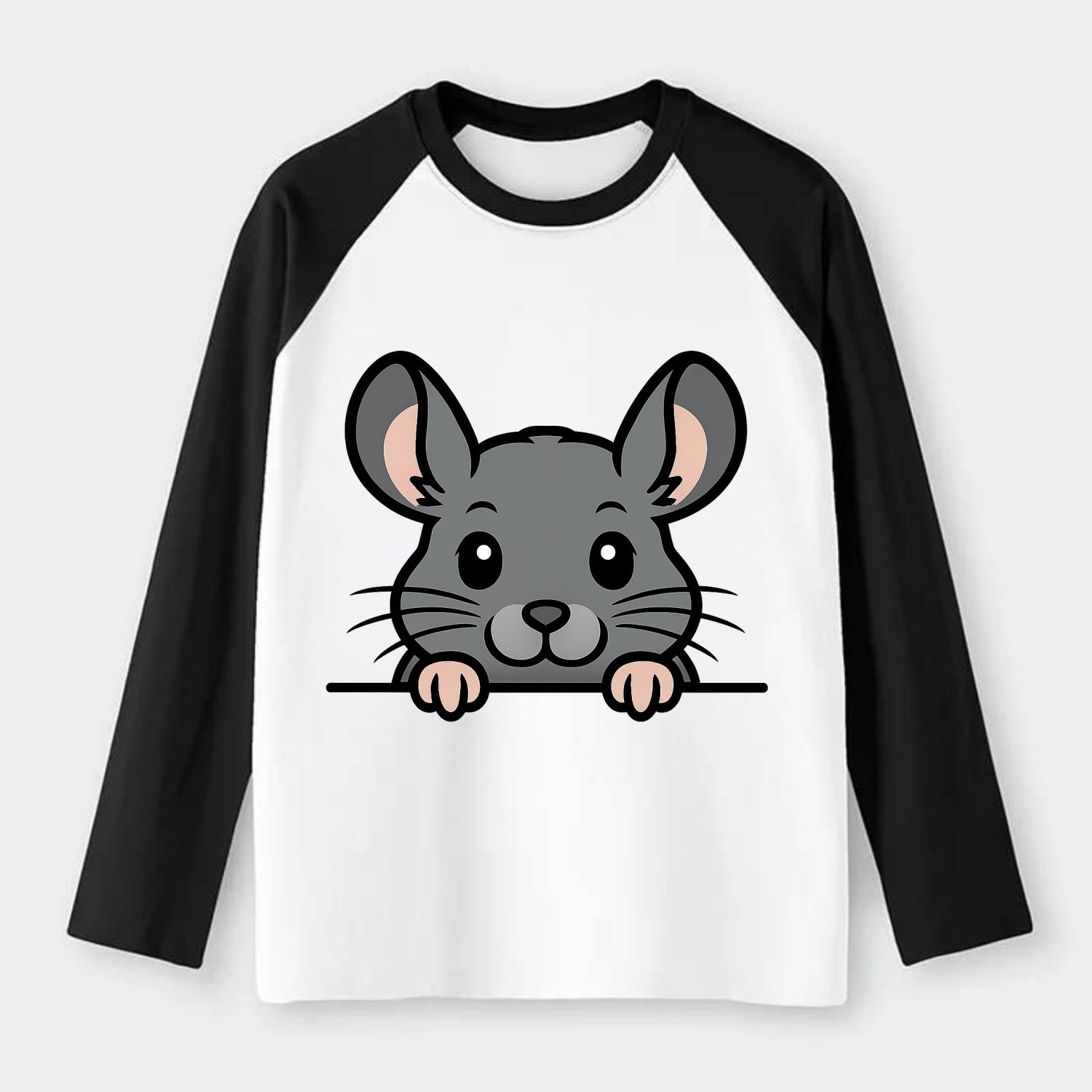 Chinchilla  - Raglan Long Sleeve T-Shirt - Black
