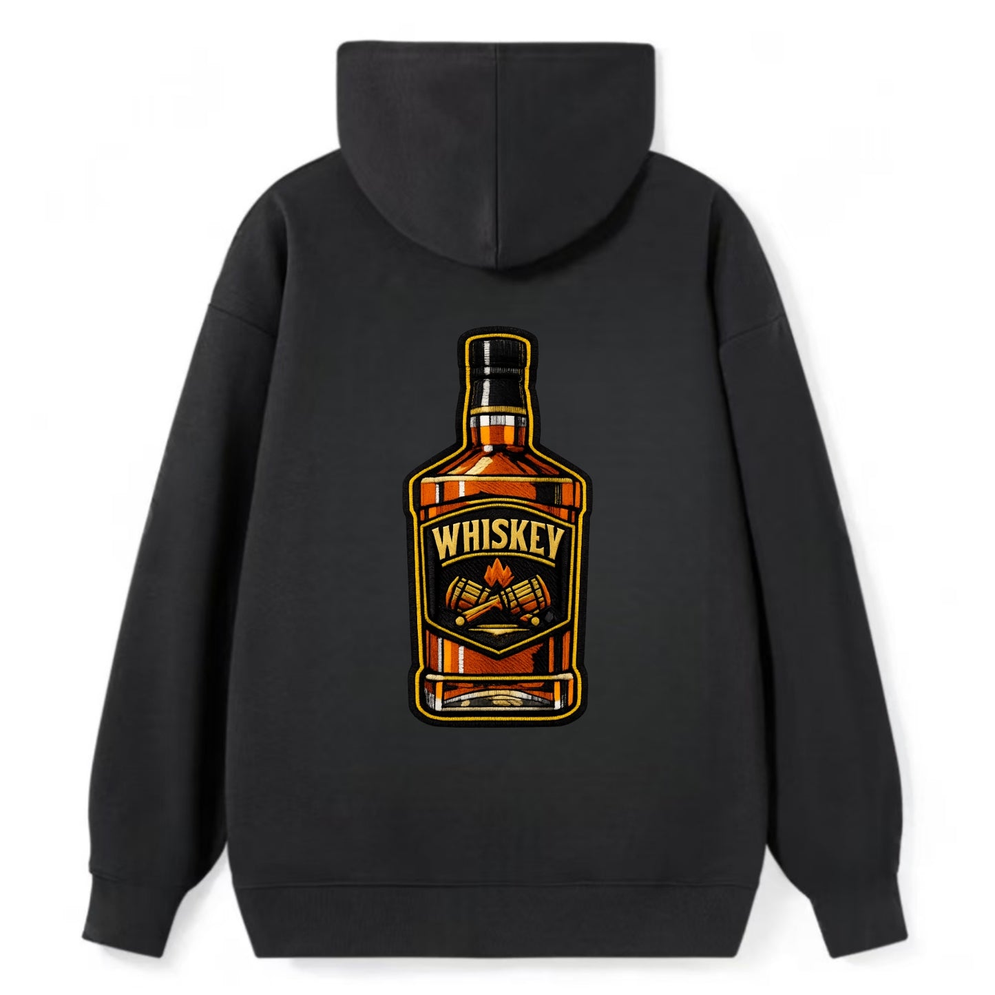 WHISKEY BOTTLE - bourbon bottle in amber and gold , spirits connoisseur - Classic Pullover Hoodie - Black