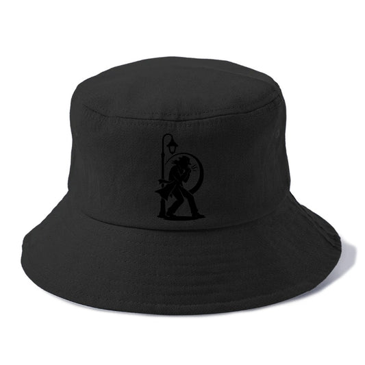 Blues harmonica player under streetlight - Bucket Hat - Black
