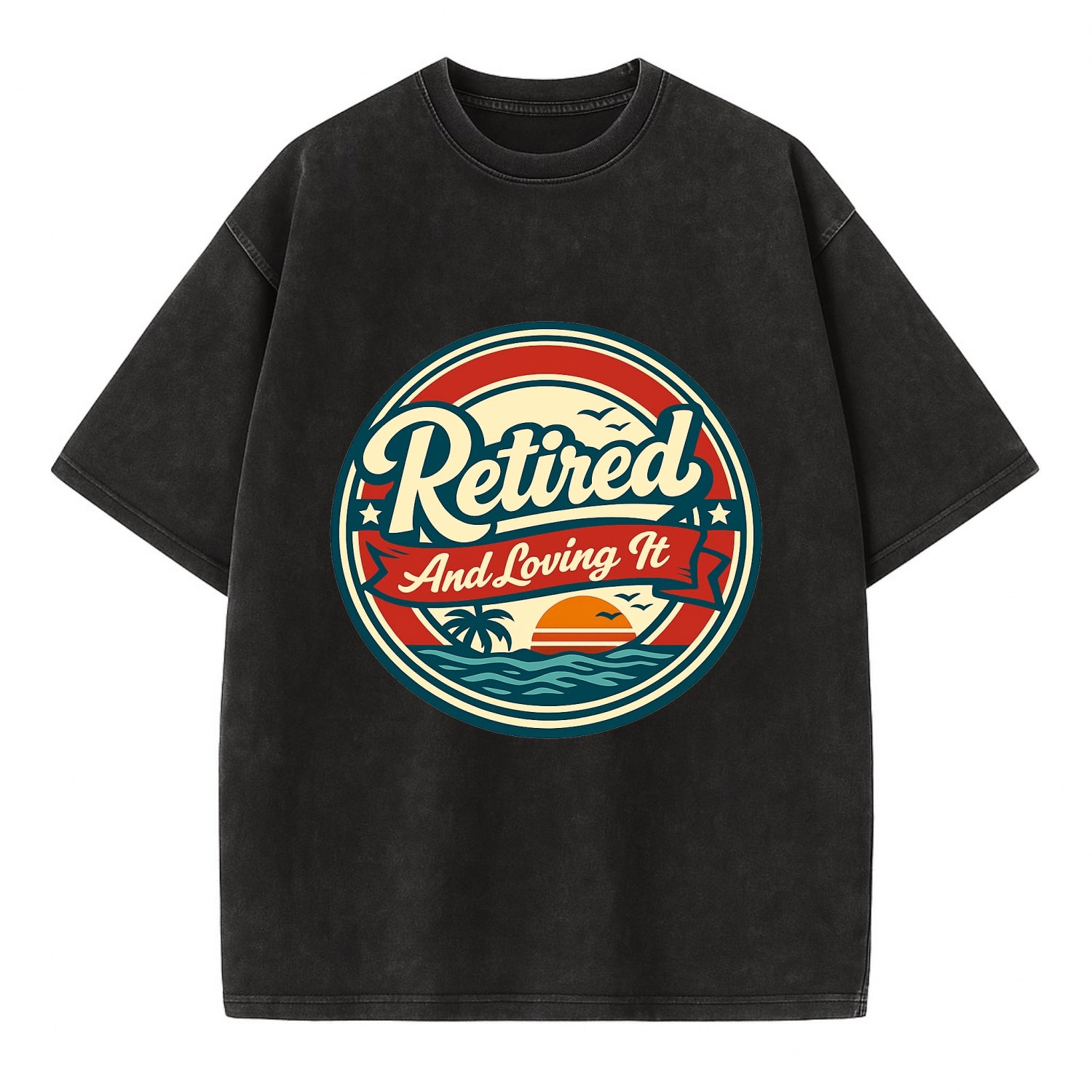Carefree Retirement Emblem - Vintage T-shirt - Black