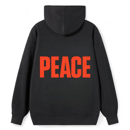 Bold typography design - "PEACE" - inner calm, tranquility, serenity - Classic Pullover Hoodie - Black