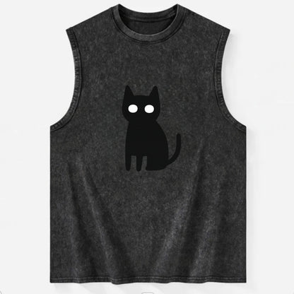 YOU MUST EMBRACE THE VOID | Black cat st - Vintage Washed Tank - Black