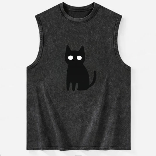 YOU MUST EMBRACE THE VOID | Black cat st - Vintage Washed Tank - Black