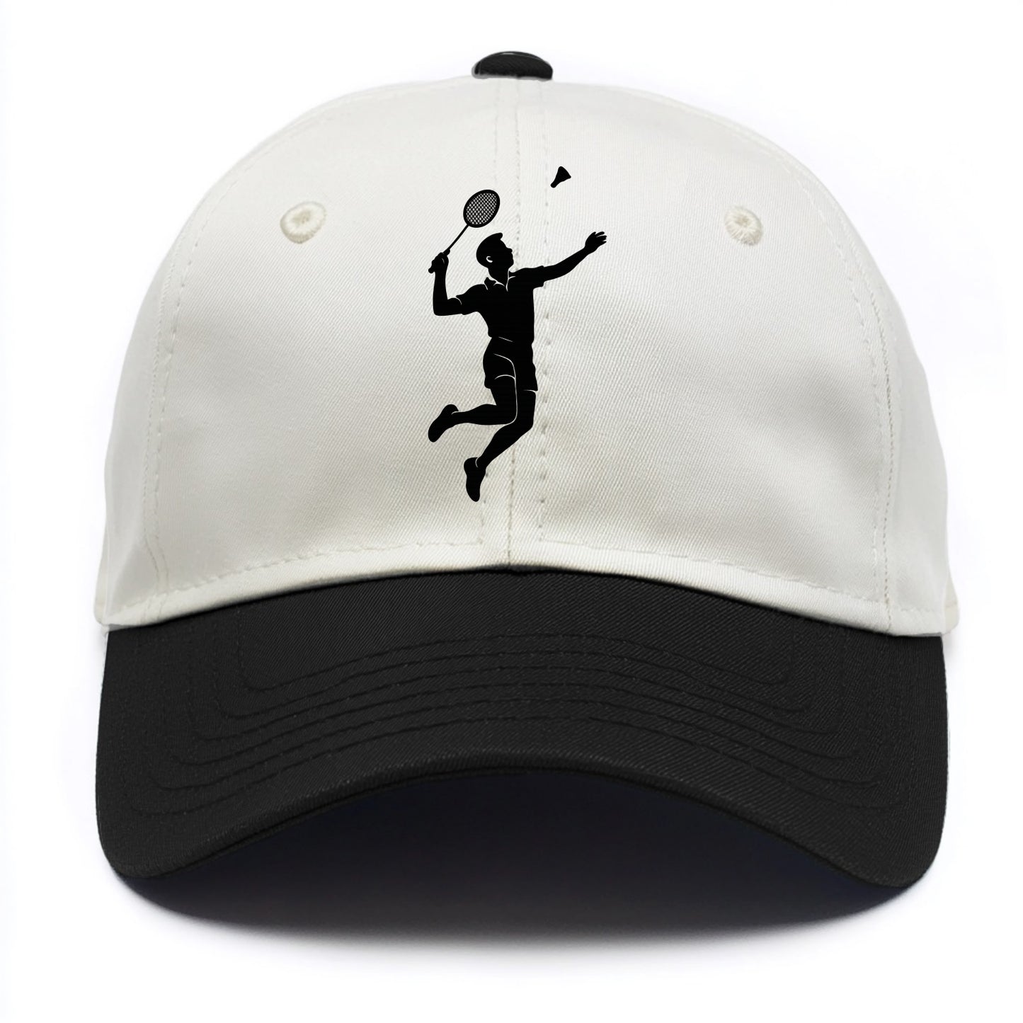 Badminton player jumping for a smash - Two Tone Cap - Black