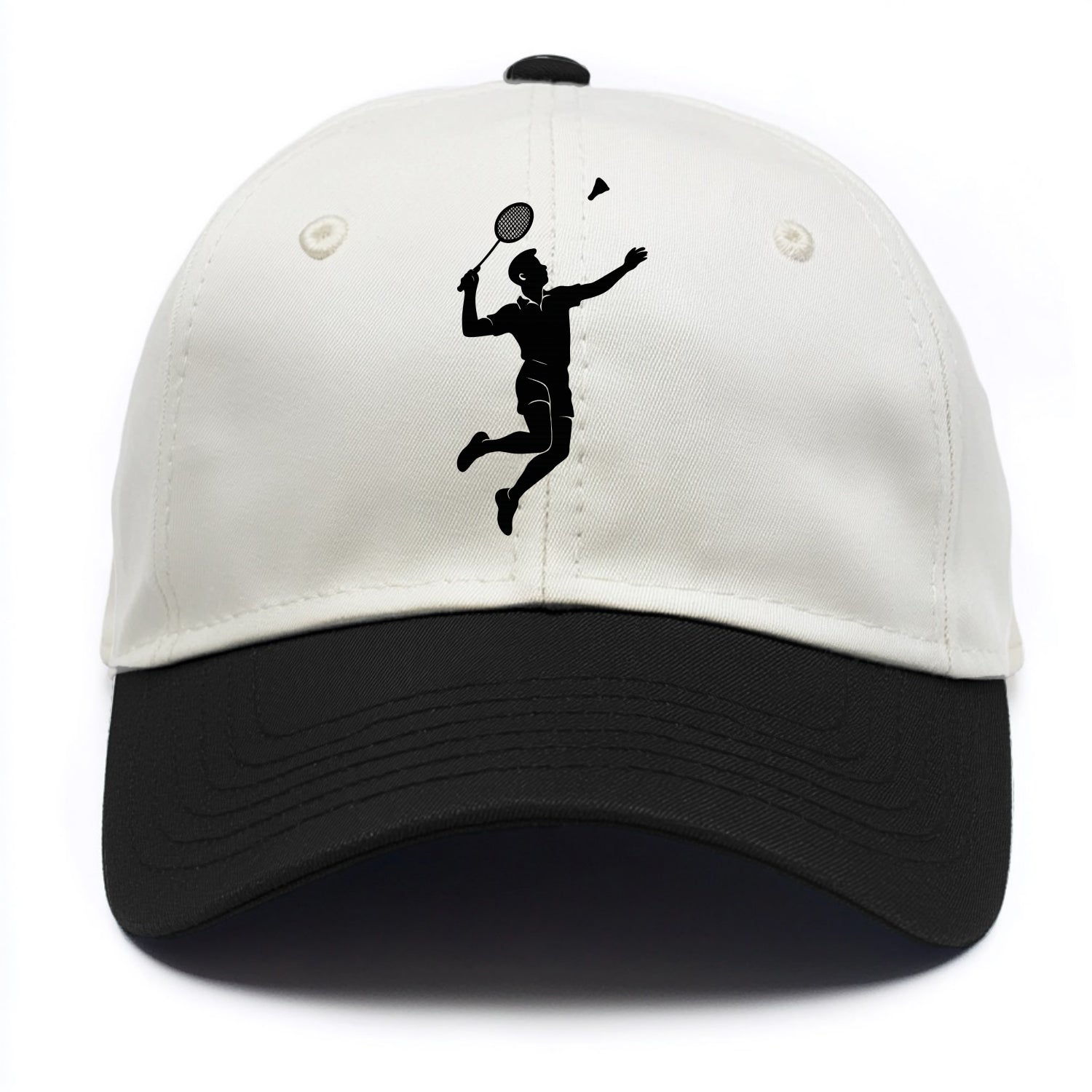 Badminton player jumping for a smash - Two Tone Cap - Black