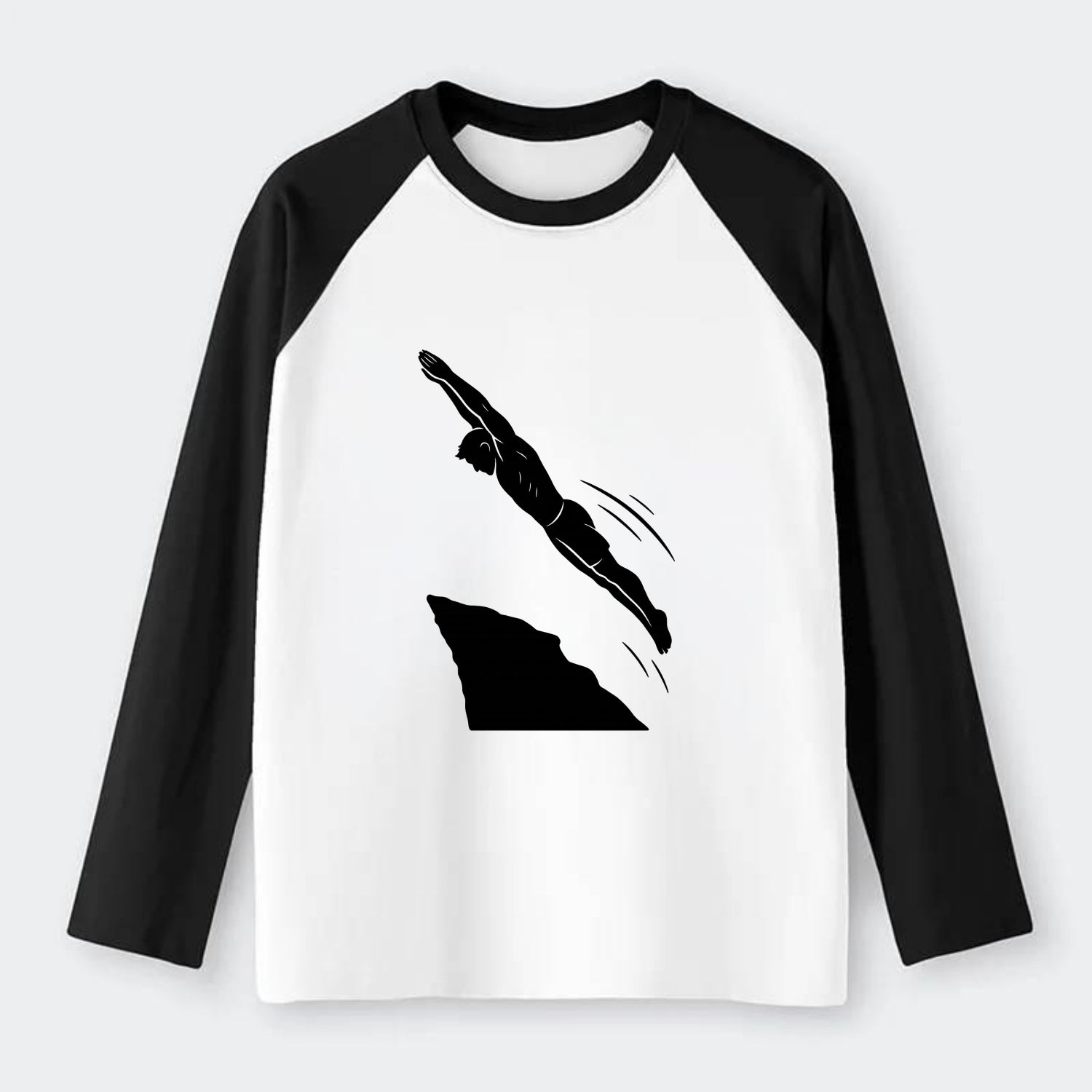 Cliff diver perfect form - Raglan Long Sleeve T-Shirt - Black