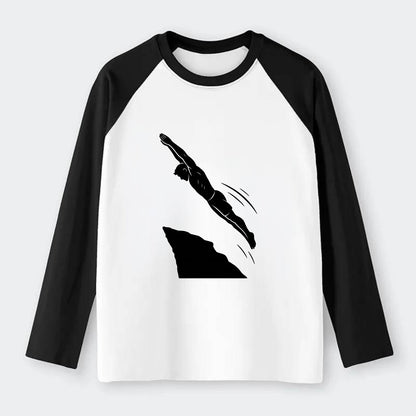 Cliff diver perfect form - Raglan Long Sleeve T-Shirt - Black