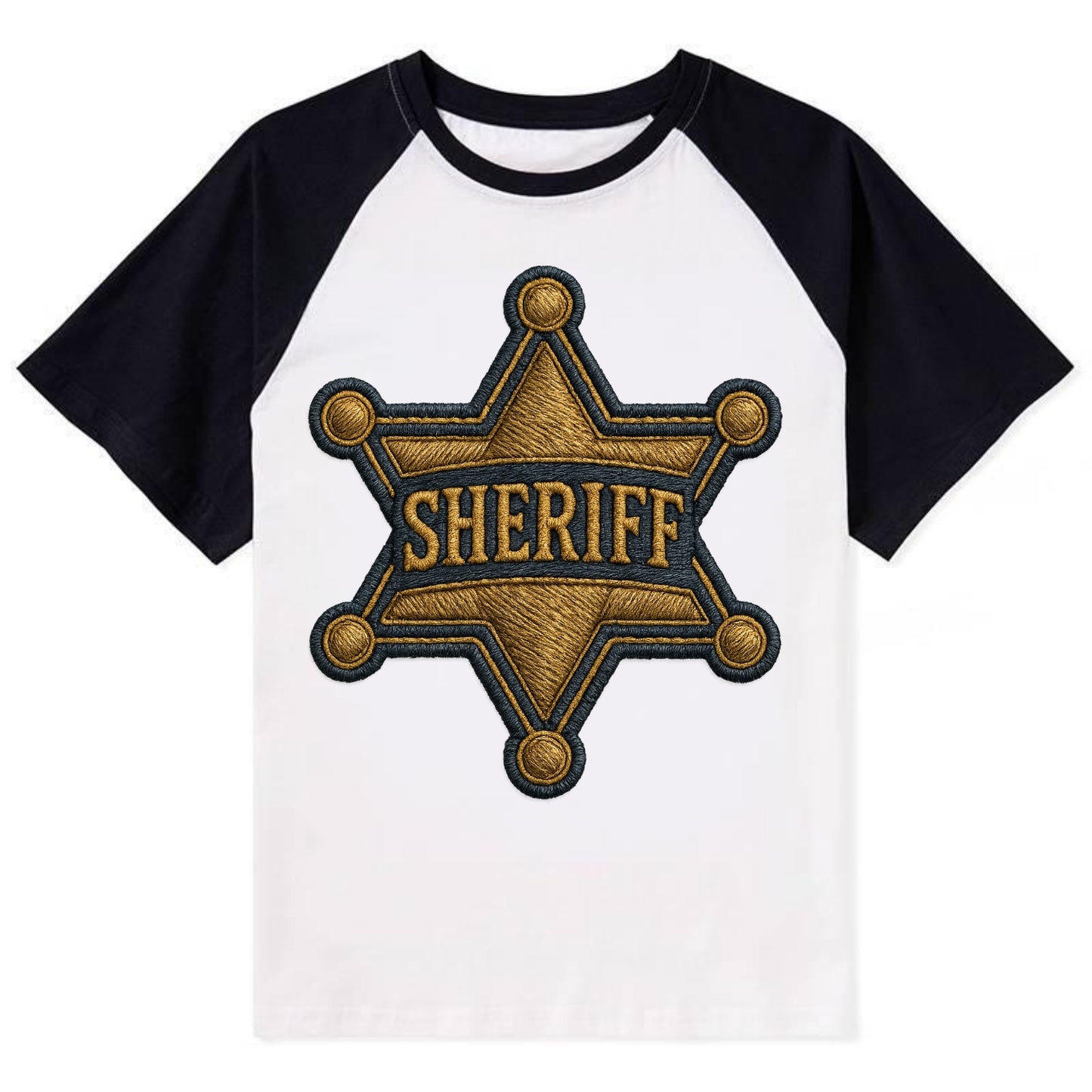 Sheriff Badge  - Contrast Raglan T-shirt - Black
