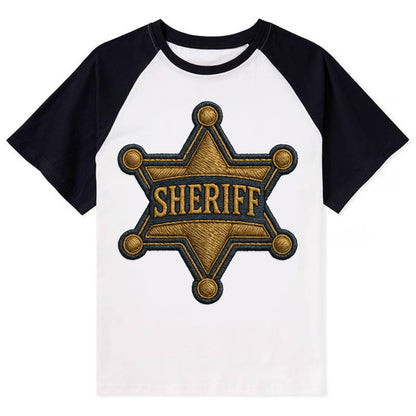 Sheriff Badge  - Contrast Raglan T-shirt - Black
