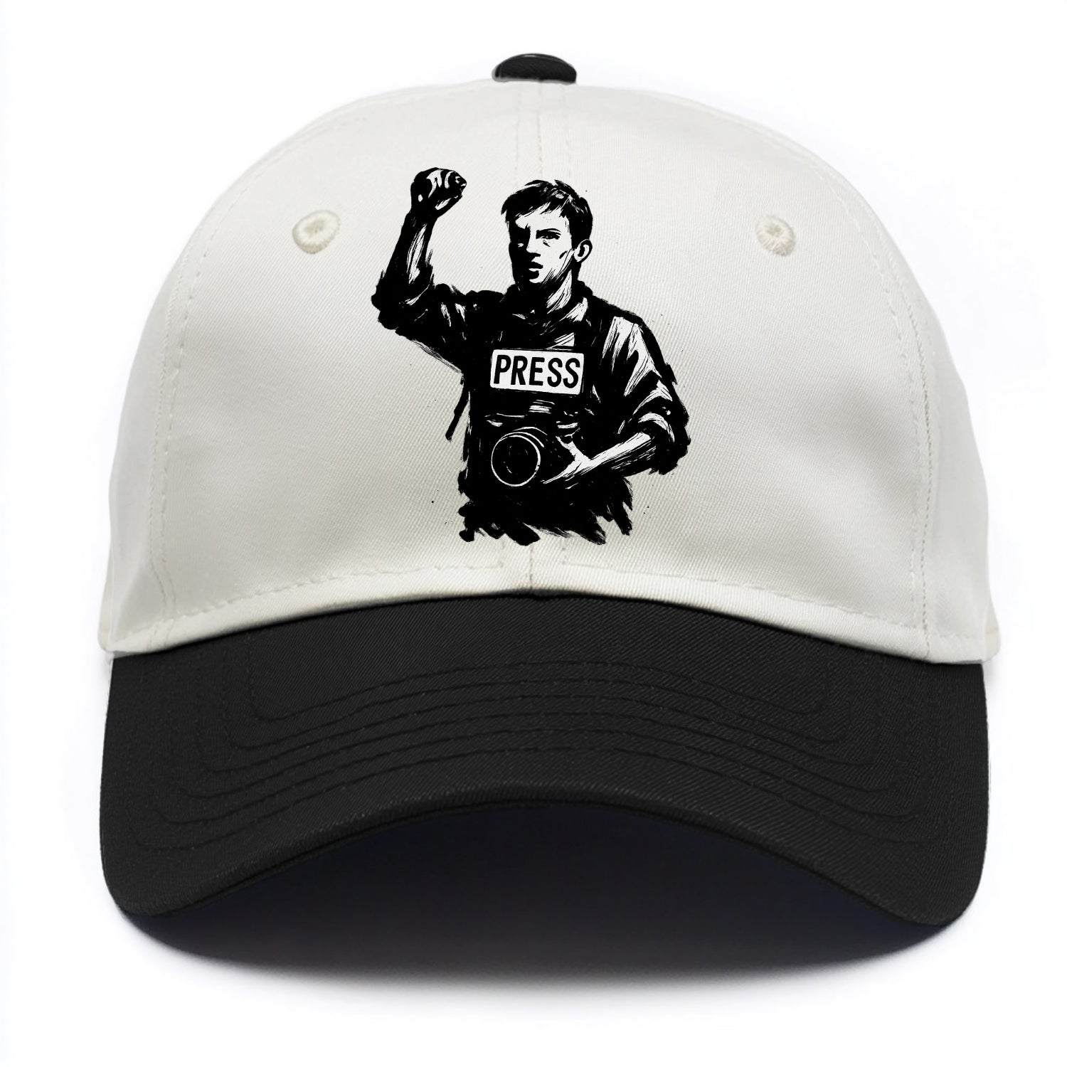 Journalist with camera - press freedom ink painting - Two Tone Cap - Black