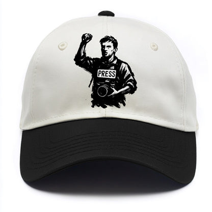 Journalist with camera - press freedom ink painting - Two Tone Cap - Black