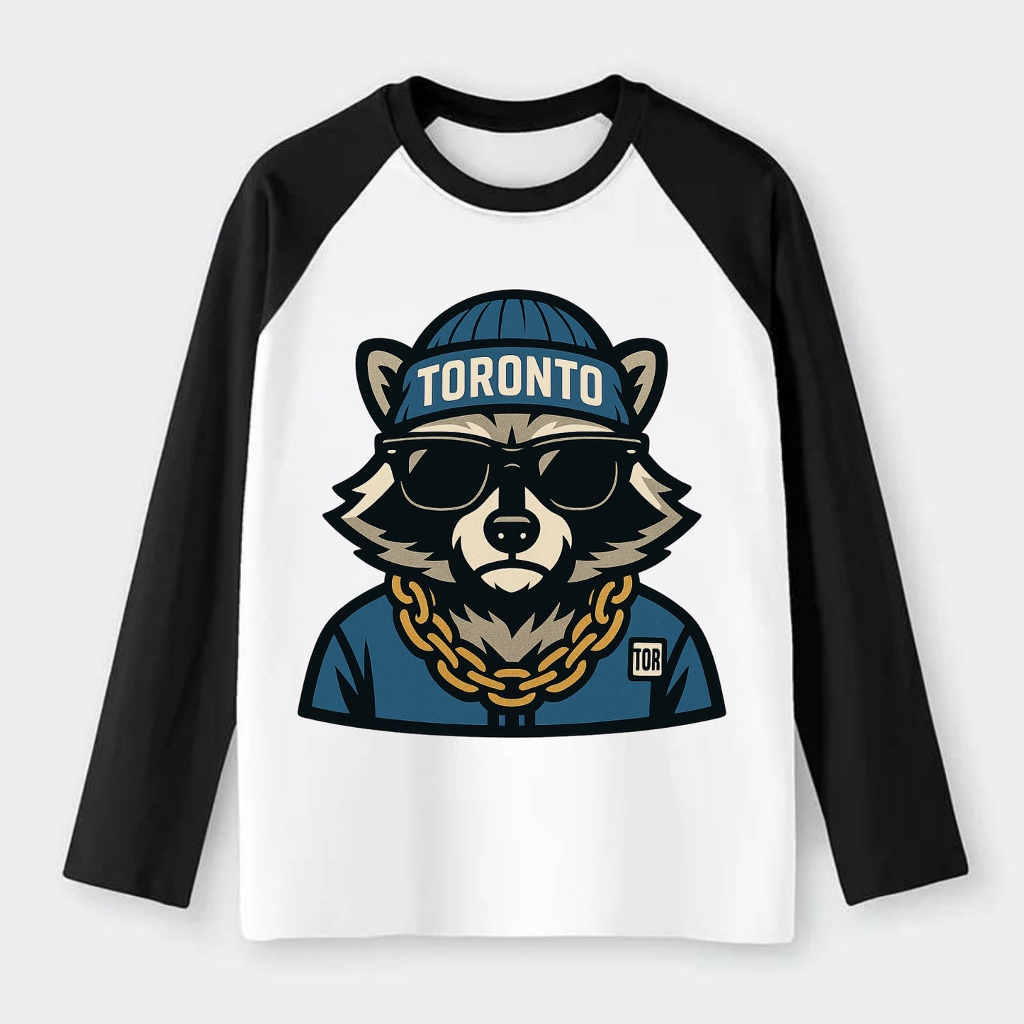 Toronto Raccoon - Raglan Long Sleeve T-Shirt - Black