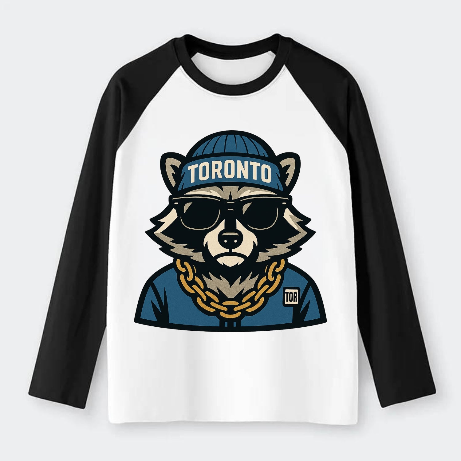 Toronto Raccoon - Raglan Long Sleeve T-Shirt - Black