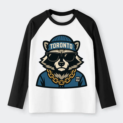 Toronto Raccoon - Raglan Long Sleeve T-Shirt - Black