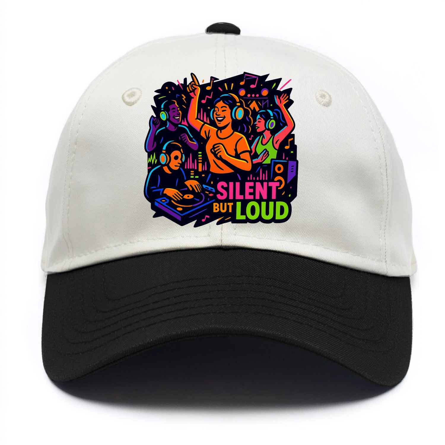 Silent disco dancers with glowing headphones - "Silent But Loud" - unique concert - Two Tone Cap - Black