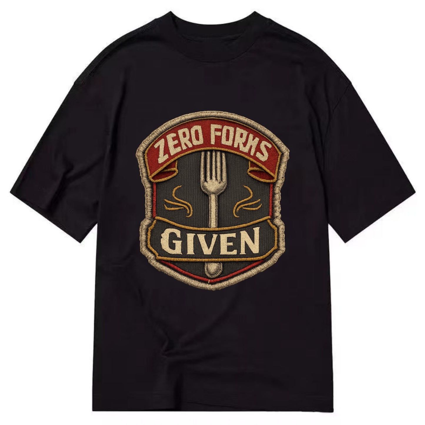ZERO FORKS GIVEN - fork with text in silver , no cares attitude - Classic T-shirt - Black