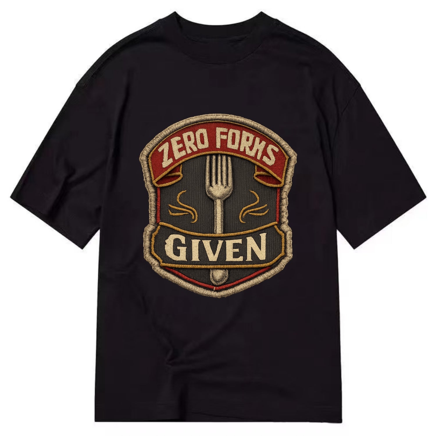 ZERO FORKS GIVEN - fork with text in silver , no cares attitude - Classic T-shirt - Black