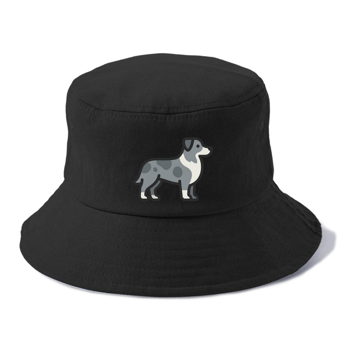 Australian Shepherd - Blue merle flat side profile - Bucket Hat - Black