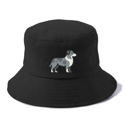 Australian Shepherd - Blue merle flat side profile - Bucket Hat - Black