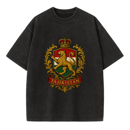 Tajikistan Heritage Badge  - Vintage T-shirt - Black