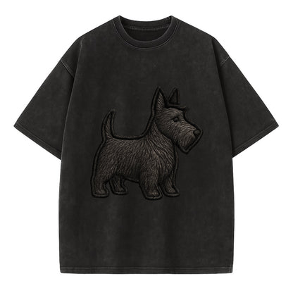 Scottish Terrier - Contemporary scottie - Vintage T-shirt - Black
