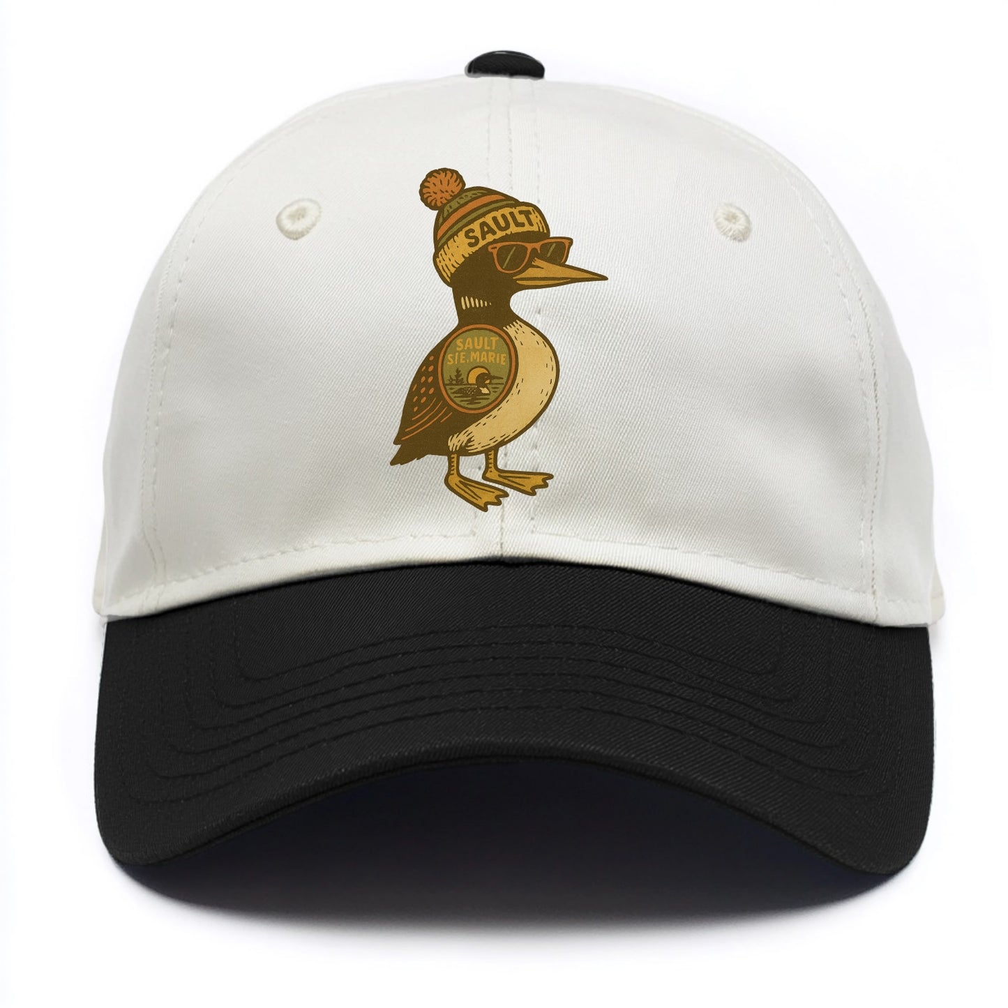 Sault Ste Marie Loon wearing Sault beani - Two Tone Cap - Black
