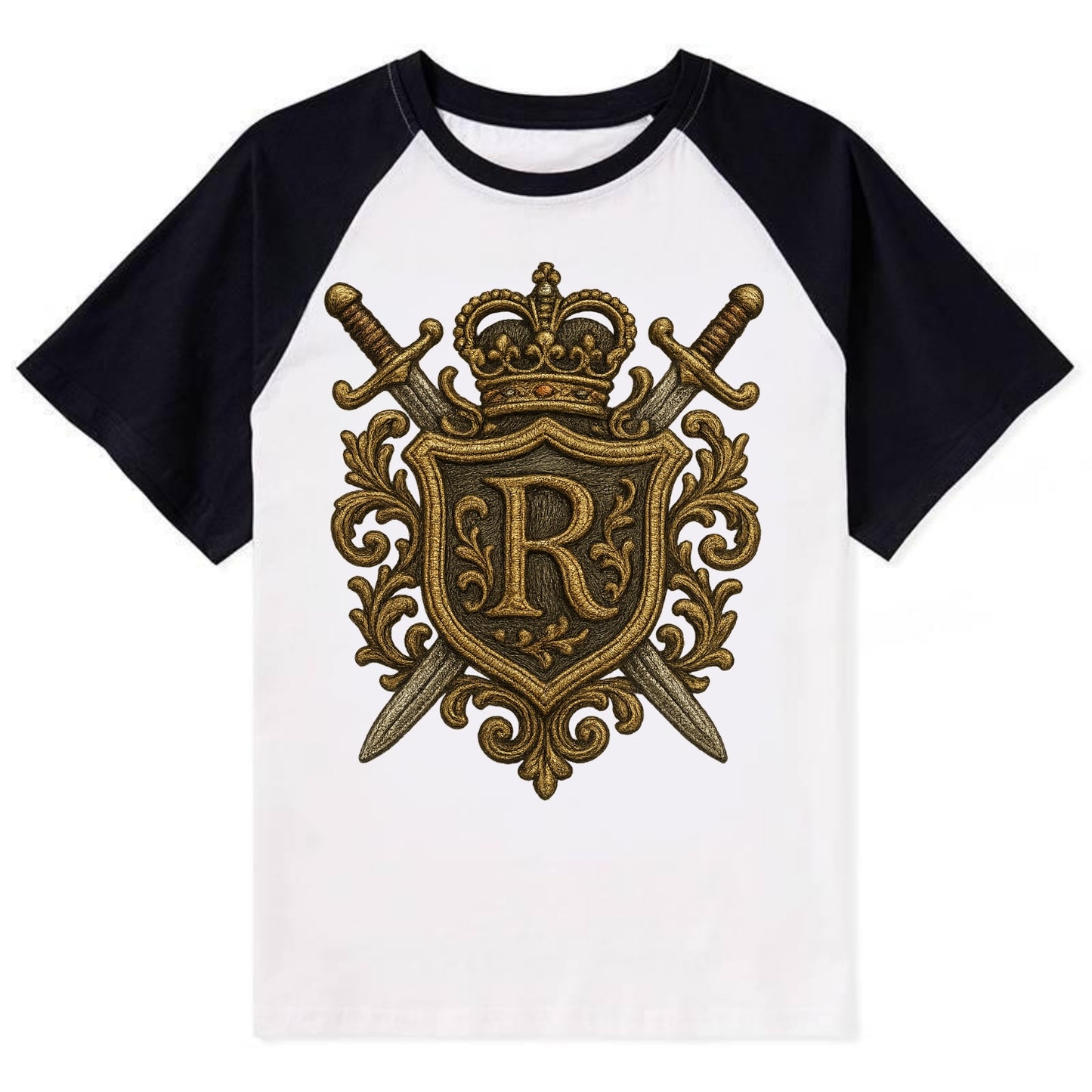 Royal Crest  - Contrast Raglan T-shirt - Black