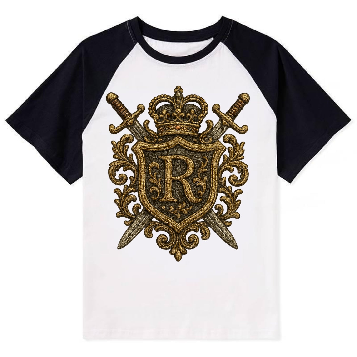 Royal Crest  - Contrast Raglan T-shirt - Black