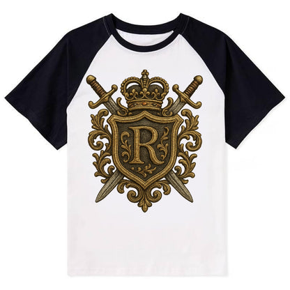 Royal Crest  - Contrast Raglan T-shirt - Black