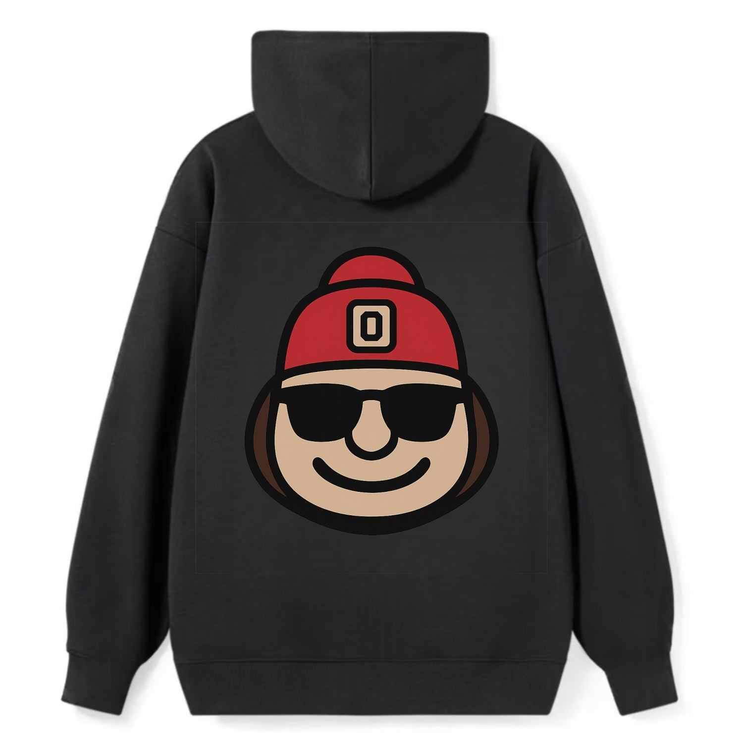Columbus Brutus wearing Ohio State beanie with Block O patch - Classic Pullover Hoodie - Black