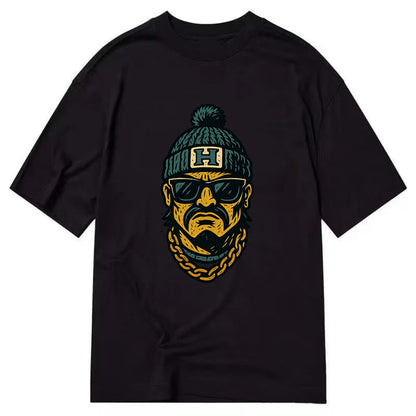 Honolulu Warrior wearing Hawaii beanie with H patch - Classic T-shirt - Black