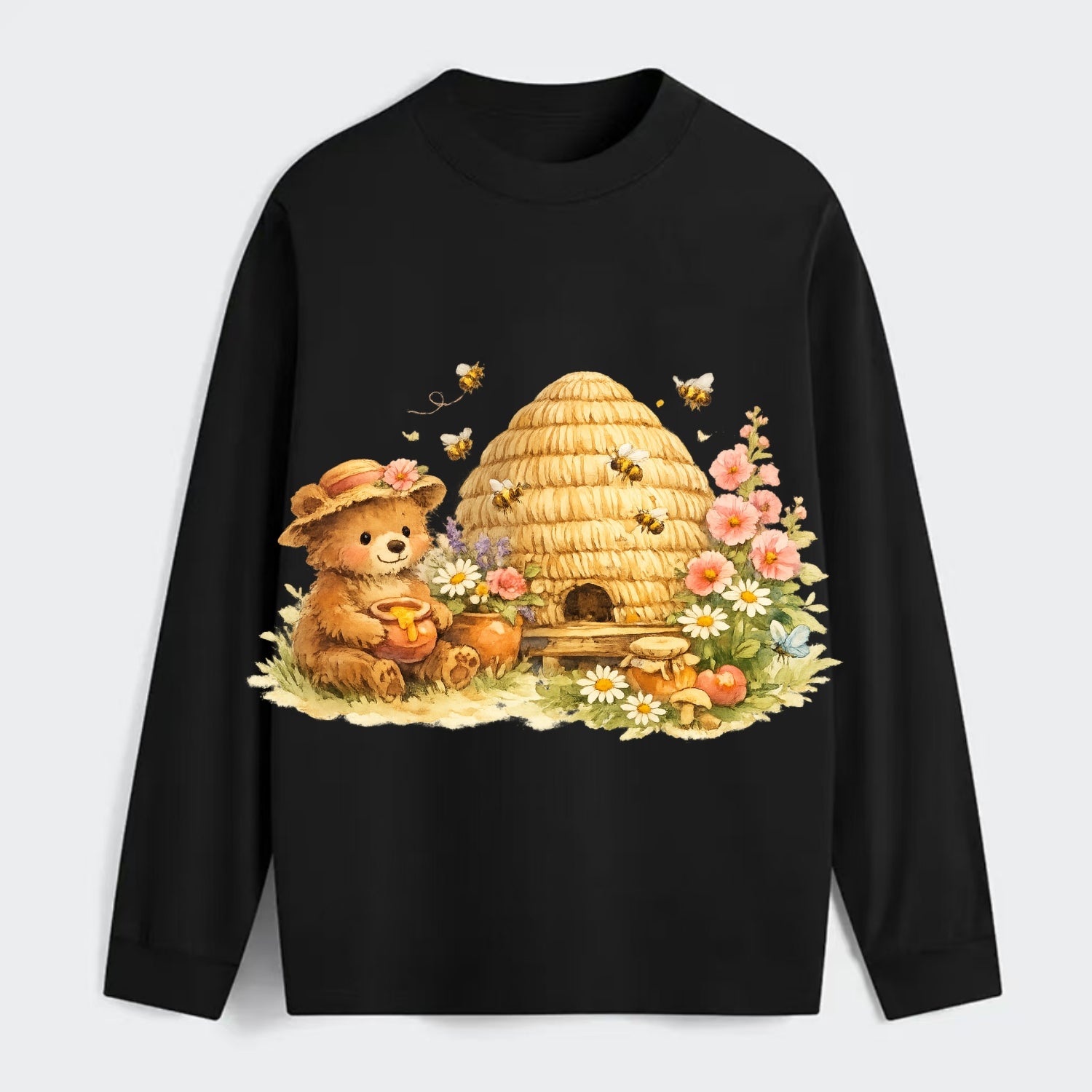 SKEP HIVE | Traditional straw beehive | Cottage garden setting | - Classic Long Sleeve Shirt - Black