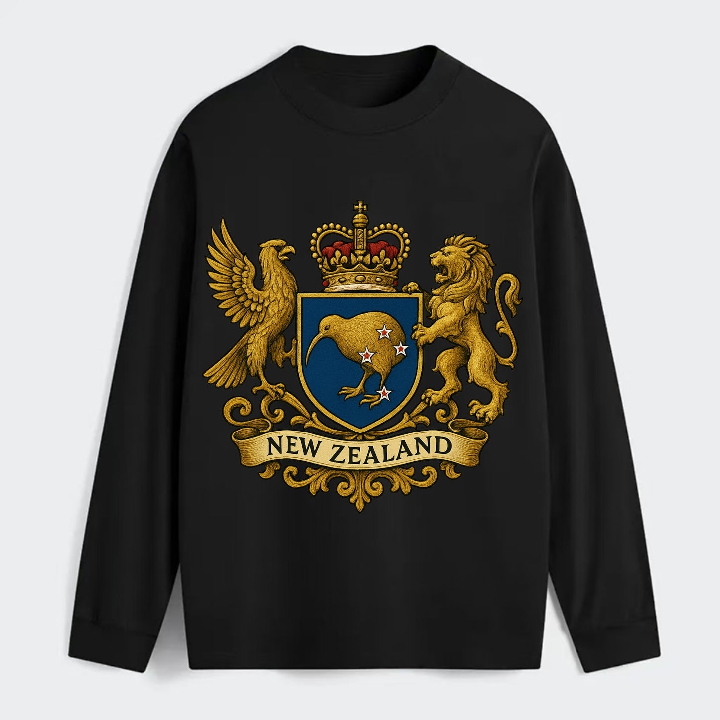 New Zealand Heritage Badge - Classic Long Sleeve Shirt - Black