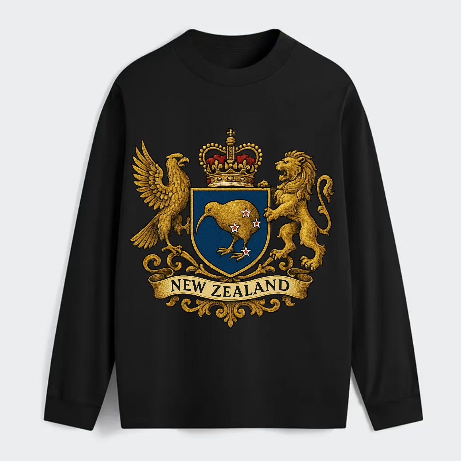 New Zealand Heritage Badge - Classic Long Sleeve Shirt - Black