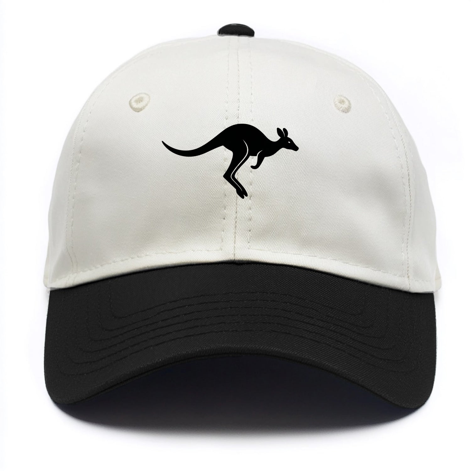 Kangaroo leaping across outback - Two Tone Cap - Black