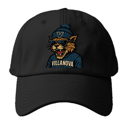 Villanova Wildcat wearing Villanova beanie with V patch - Baseball Cap For Big Heads