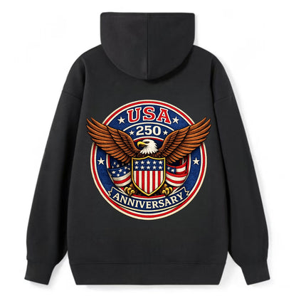 Usa 250 Anniversary Eagle Shield Emblem - Classic Pullover Hoodie - Black