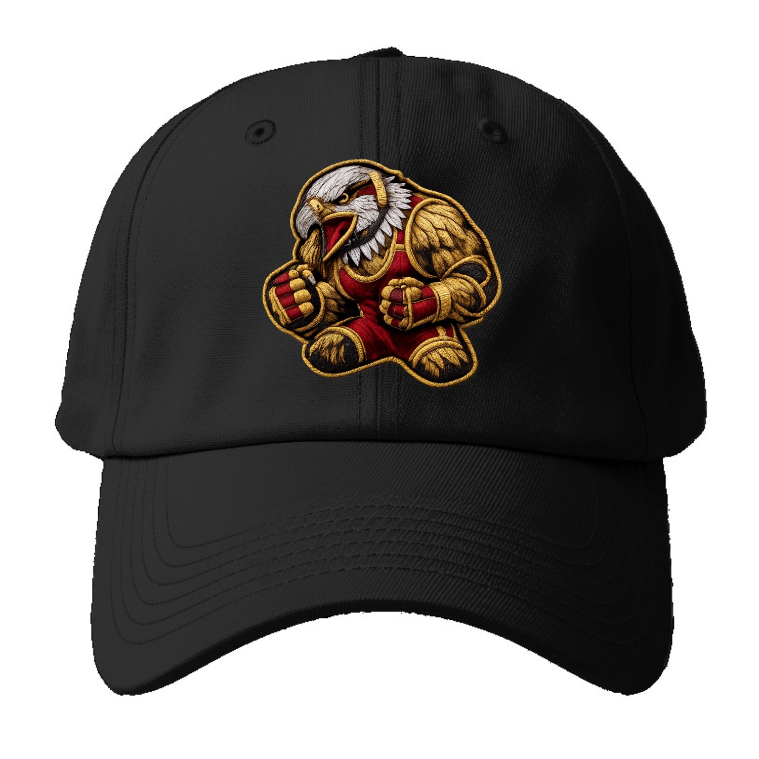 Embroidered patch design - WRESTLING EAGLE - fierce eagle with wrestling singlet in - Baseball Cap - Black