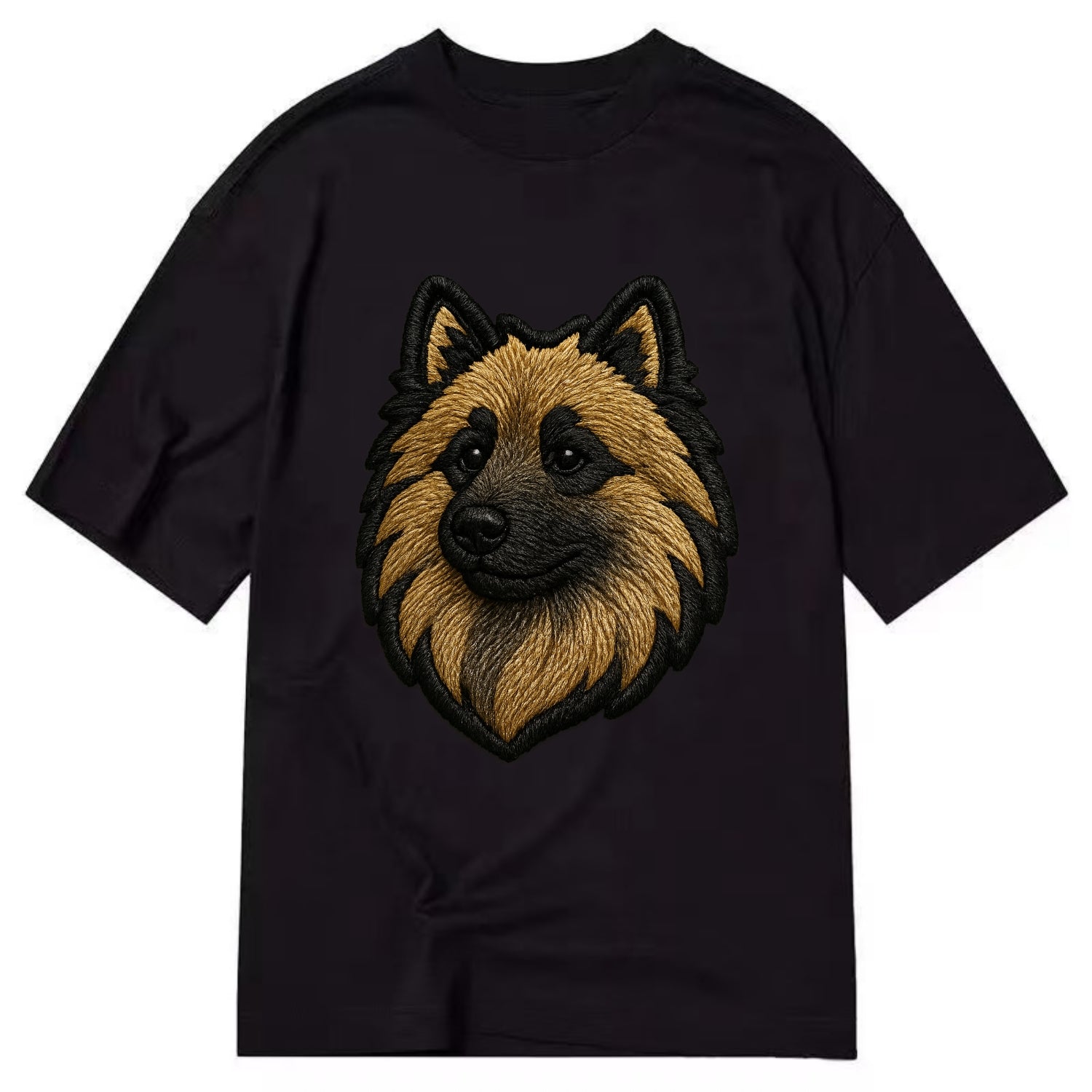 Keeshond - Contemporary spitz logo with - Classic T-shirt - Black