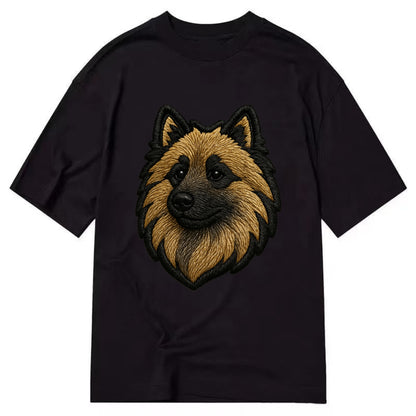 Keeshond - Contemporary spitz logo with - Classic T-shirt - Black