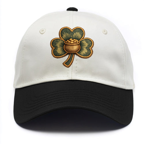 ST PATRICKS CLOVER - lucky clover with gold in green and gold , Irish luck - Two Tone Cap