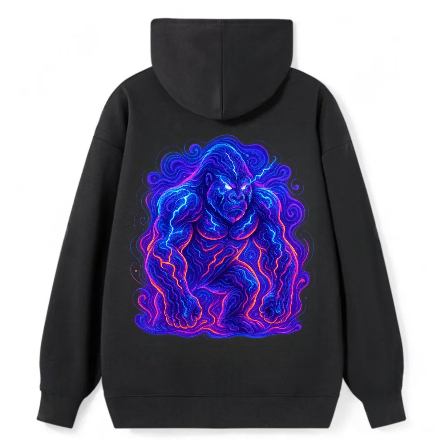 Mighty gorilla with electricity flowing through defined muscles, - Classic Pullover Hoodie - Black