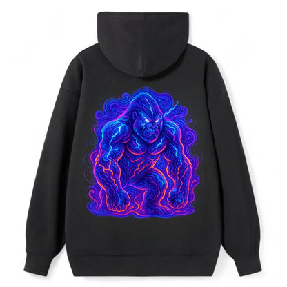 Mighty gorilla with electricity flowing through defined muscles, - Classic Pullover Hoodie - Black
