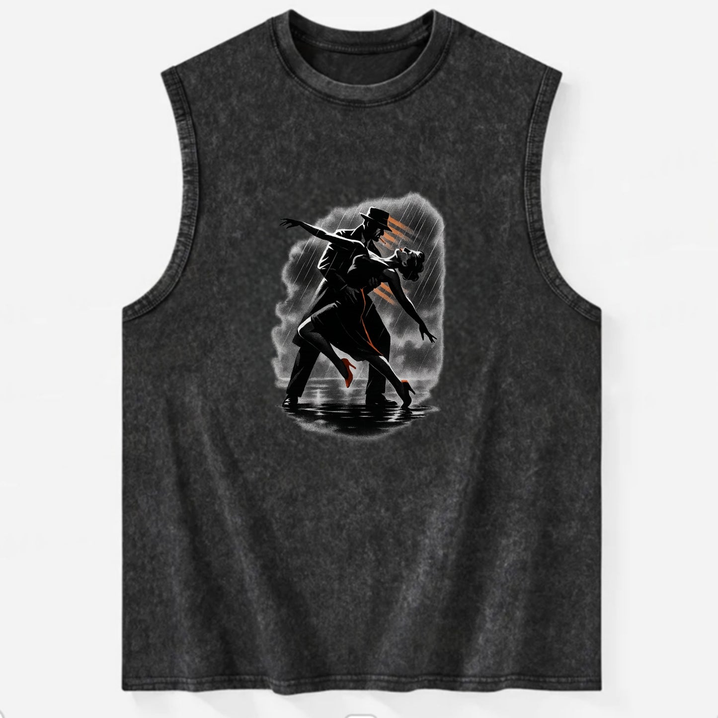 romantic dance pose with woman lifted in the air at lakeside - Vintage Washed Tank - Black