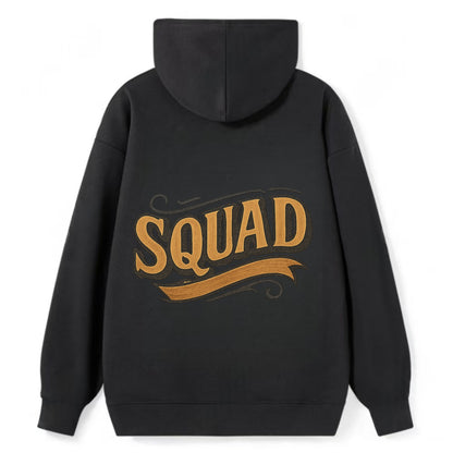 Bold typography design - "SQUAD" - your crew, your people - Classic Pullover Hoodie - Black