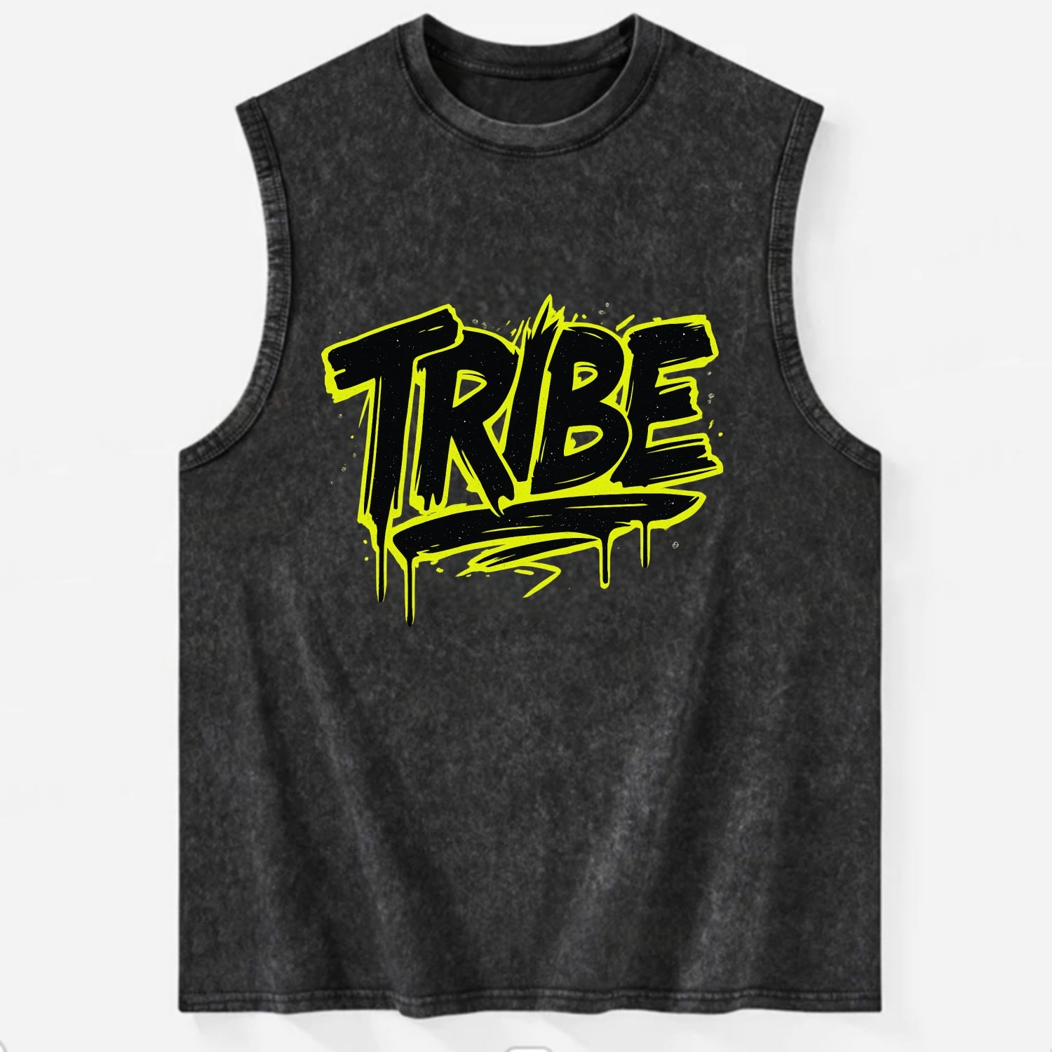 Bold typography design - "TRIBE" - your community, your group - Vintage Washed Tank - Black