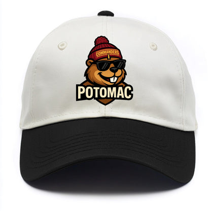 Potomac Beaver wearing Commanders beanie with monument patch and wayfarer sunglasses - Two Tone Cap - Black