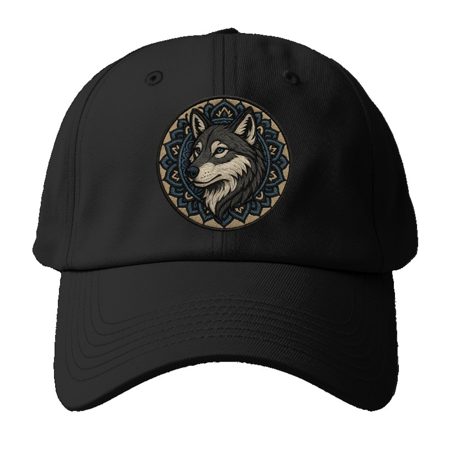 Mandala Wolf Pattern  - Baseball Cap For Big Heads - Black