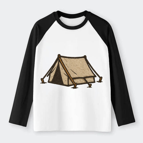 Camping Tent  - Raglan Long Sleeve T-Shirt
